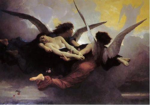 William-Adolphe Bouguereau Depiction of a soul being carried to heaven by two angels Germany oil painting art